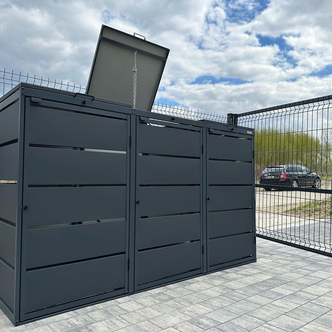 Mülltonnenbox 5er 240L in verschiedenen Farben | Mülltonnenbox aus Metall