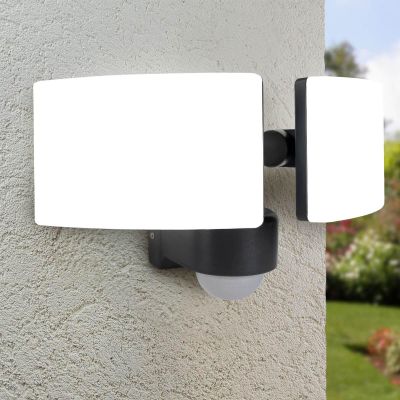 2-Fach LED Außenstrahler 40W 4000K anthrazit mit Bewegungsmelder