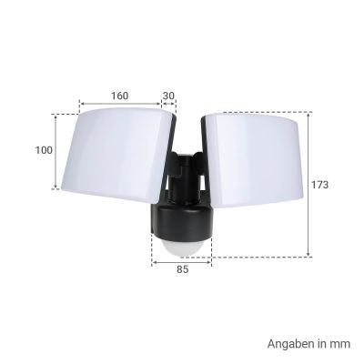 2-Fach LED Außenstrahler 40W 4000K anthrazit mit Bewegungsmelder