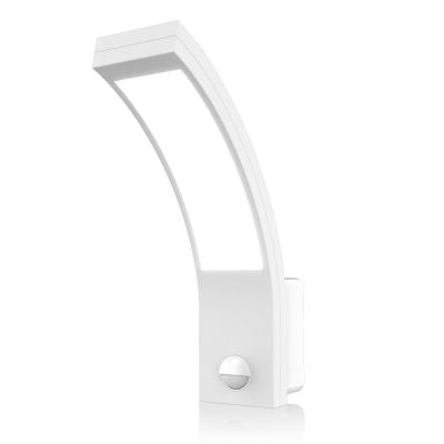 LED Wandleuchte Außenleuchte Curve 15W neutralweiß IP54 - Ausführung: Weiß mit Sensor