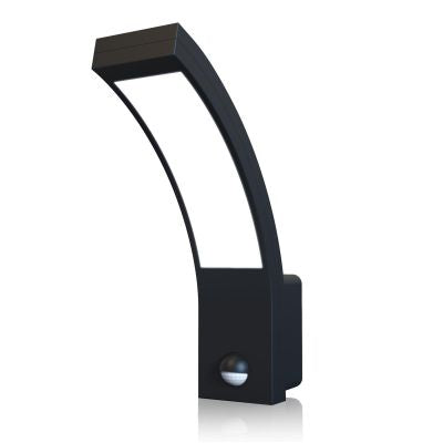 LED Wandleuchte Außenleuchte Curve 15W neutralweiß IP54 - Ausführung: Schwarz mit Sensor