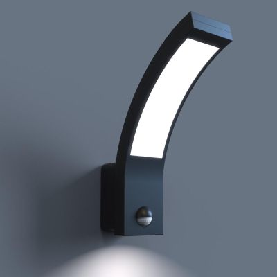 LED Wandleuchte Außenleuchte Curve 15W neutralweiß IP54 - Ausführung: Schwarz mit Sensor