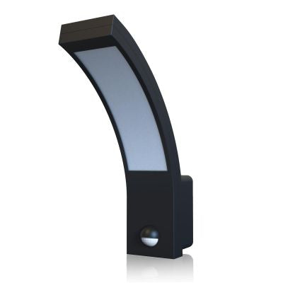 LED Wandleuchte Außenleuchte Curve 15W neutralweiß IP54 - Ausführung: Schwarz mit Sensor