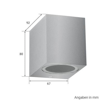 Außenleuchte Wandleuchte Frame DOWN eckig für GU10 IP54 - Farbe: Silber