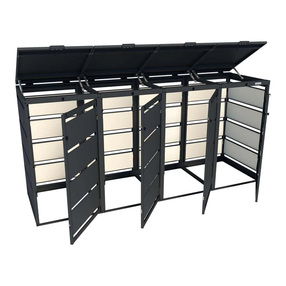 Mülltonnenbox 4er 120L in verschiedenen Farben | Mülltonnenbox aus Metall