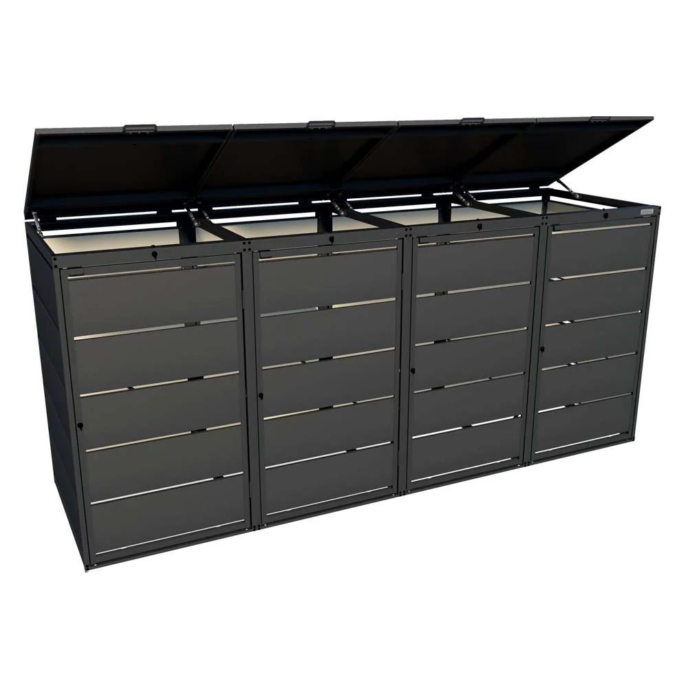 Mülltonnenbox 4er 240L in verschiedenen Farben | Mülltonnenbox aus Metall