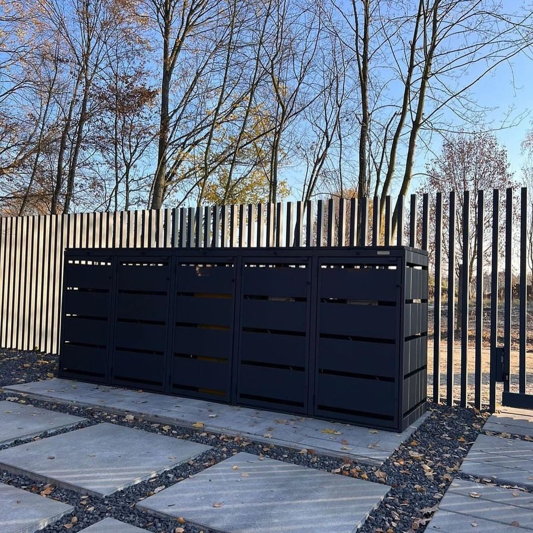 Mülltonnenbox 5er 120L in verschiedenen Farben | Mülltonnenbox aus Metall