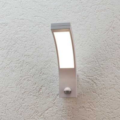 LED Wandleuchte Außenleuchte Curve 15W neutralweiß IP54 - Ausführung: Weiß mit Sensor