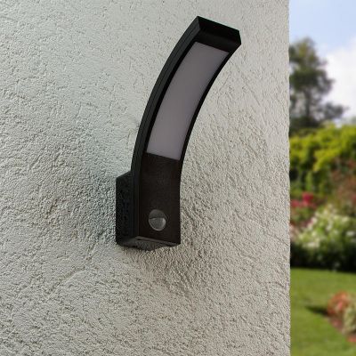 LED Wandleuchte Außenleuchte Curve 15W neutralweiß IP54 - Ausführung: Schwarz mit Sensor
