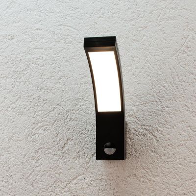 LED Wandleuchte Außenleuchte Curve 15W neutralweiß IP54 - Ausführung: Schwarz mit Sensor