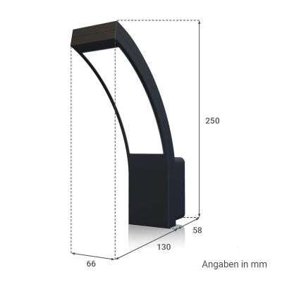 LED Wandleuchte Außenleuchte Curve 15W neutralweiß IP54 - Ausführung: Schwarz
