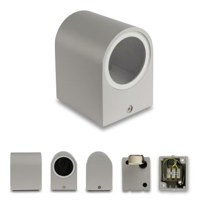 Außenleuchte Wandleuchte Frame DOWN rund für GU10 IP54 - Farbe: Silber