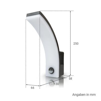 LED Wandleuchte Curve 20W neutralweiß mit Bewegungsmelder - Gehäusefarbe: anthrazit