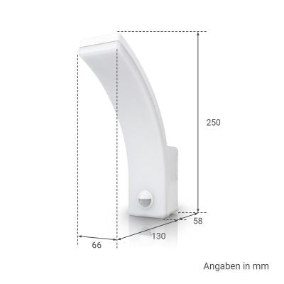 LED Wandleuchte Curve 20W neutralweiß mit Bewegungsmelder - Gehäusefarbe: weiß