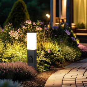 Pollerleuchte mit 2x Steckdosen E27 Fassung IP44 - Hohe: 45cm / 80cm - Farbe: anthrazit / edelstahl