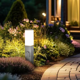 Pollerleuchte mit 2x Steckdosen E27 Fassung IP44 - Hohe: 45cm / 80cm - Farbe: anthrazit / edelstahl