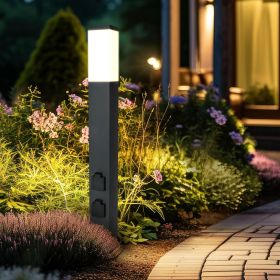 Pollerleuchte mit 2x Steckdosen E27 Fassung IP44 - Hohe: 45cm / 80cm - Farbe: anthrazit / edelstahl