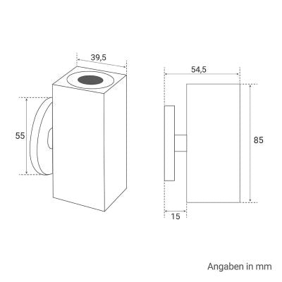 Aussenstahler Venezia UP & DOWN Mini 6W IP65 2700K - Form: eckig - Farbe: anthrazit RAL 7016