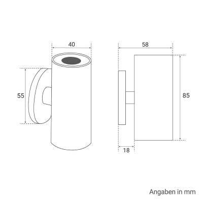 Aussenstahler Venezia UP & DOWN Mini 6W IP65 2700K - Form: rund - Farbe: anthrazit RAL 7016