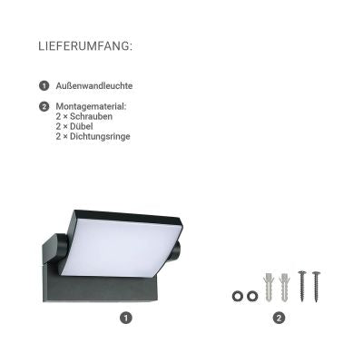Außenwandleuchte Angle 26,5W schwenkbar - Lichtfarbe: 3000K - Farbe: anthrazit RAL 7016