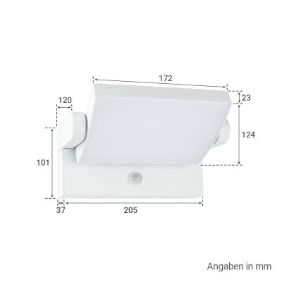 Außenwandleuchte Angle 26,5W schwenkbar mit Bewegungsmelder - Lichtfarbe: 3000K - Farbe: weiß
