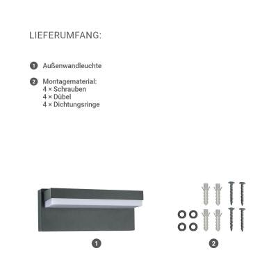 Außenwandleuchte Angle 12W anthrazit RAL 7016 - Lichtfarbe: 3000K - Bewegungsmelder: ohne