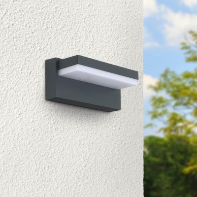 Außenwandleuchte Angle 12W anthrazit RAL 7016 - Lichtfarbe: 3000K - Bewegungsmelder: ohne