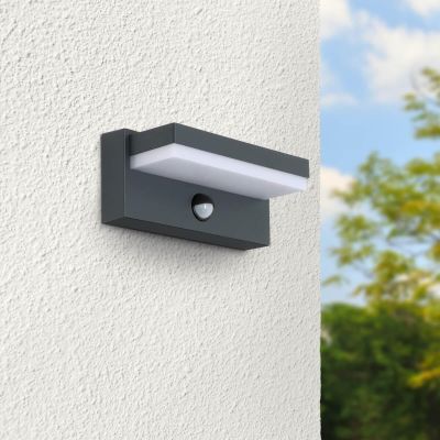Außenwandleuchte Angle 12W anthrazit RAL 7016 - Lichtfarbe: 4000K - Bewegungsmelder: mit
