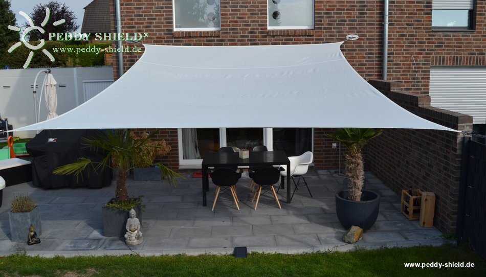 Vierecksegel konkav 4 x 5 m - offenes u. robustes Schattierungsgewebe aus HDPE - Wasser durchlässig