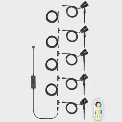 5er Set MiBoxer Gartenstrahler Erdspießleuchte 6W inkl. Fernbedienung Außenleuchte