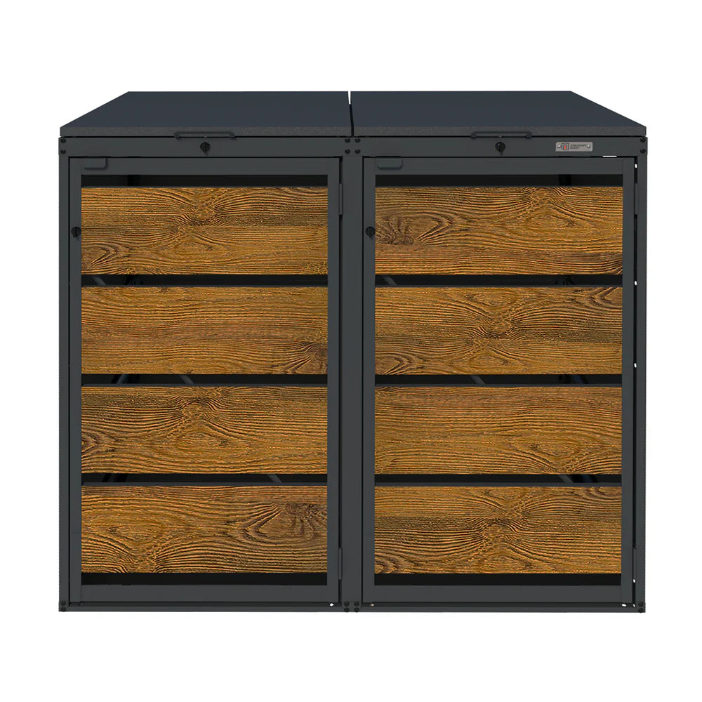 Mülltonnenbox 2er 120L in verschiedenen Farben | Mülltonnenbox aus Metall