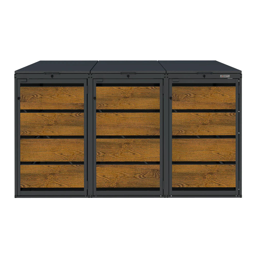 Mülltonnenbox 3er 120L in verschiedenen Farben | Mülltonnenbox aus Metall