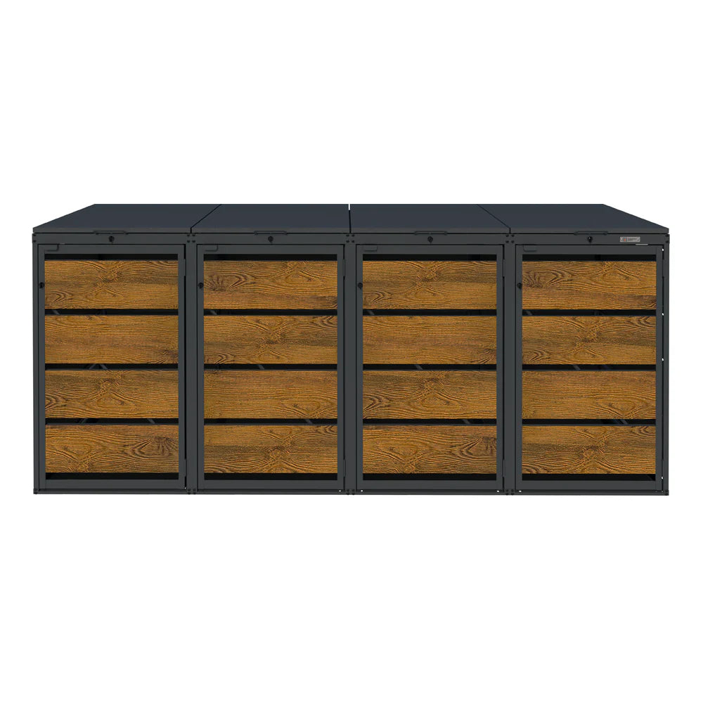 Mülltonnenbox 4er 120L in verschiedenen Farben | Mülltonnenbox aus Metall