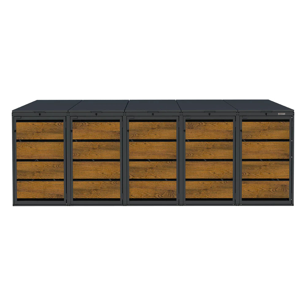 Mülltonnenbox 5er 120L in verschiedenen Farben | Mülltonnenbox aus Metall