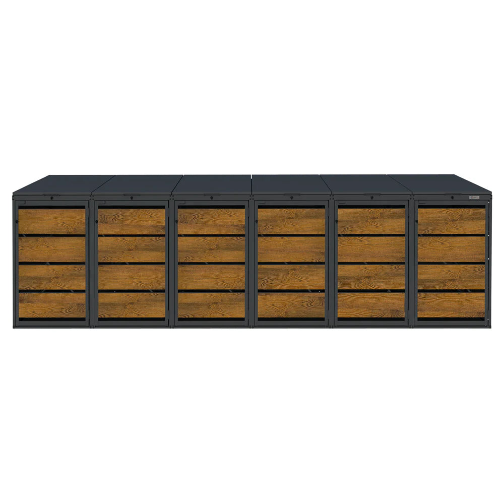 Mülltonnenbox 6er 120L in verschiedenen Farben | Mülltonnenbox aus Metall