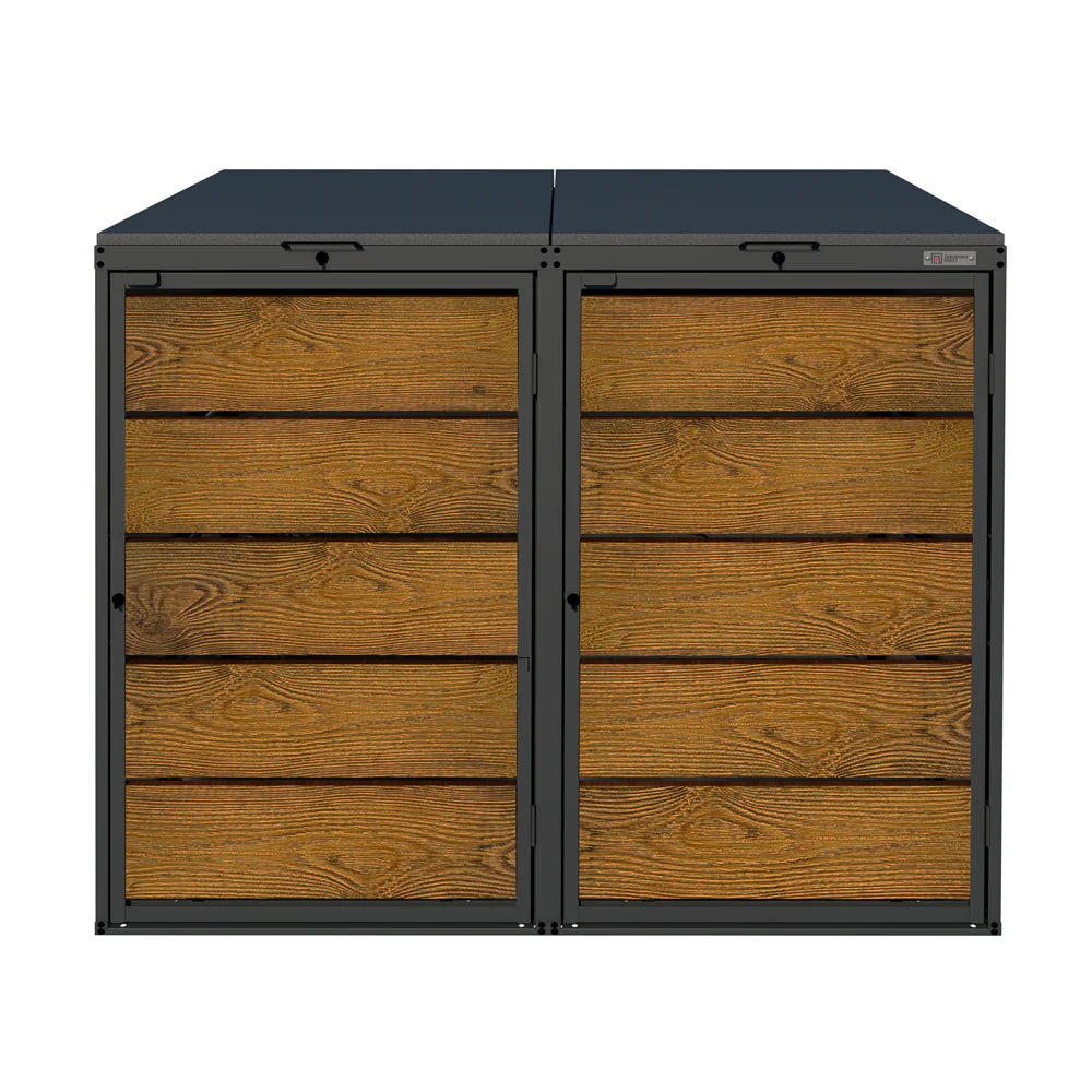 Mülltonnenbox 2er 240L in verschiedenen Farben | Mülltonnenbox aus Metall