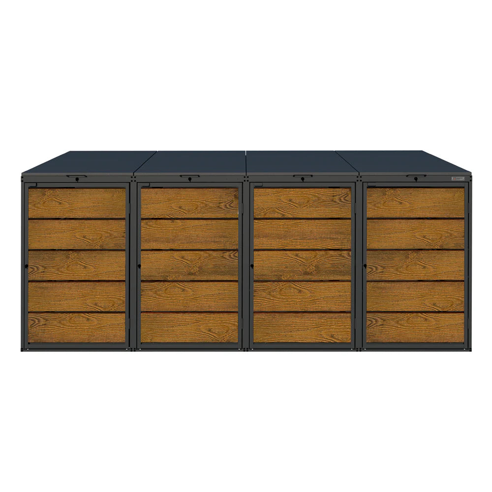 Mülltonnenbox 4er 240L in verschiedenen Farben | Mülltonnenbox aus Metall