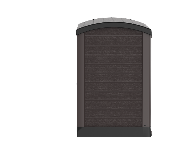 Gartenschuppen mit gewölbtem Deckel | 1200L | Abschließbarer, wetterfester Gartenschuppen aus Kunststoff | ideal zur sicheren Aufbewahrung von Mülltonnen, Gartenwerkzeug und Gartenzubehör | Braun