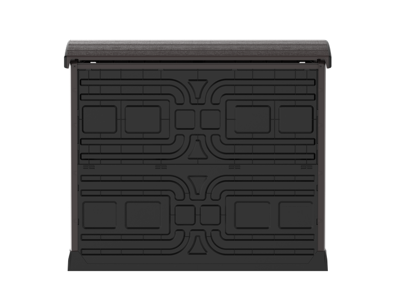 Gartenschuppen mit gewölbtem Deckel | 1200L | Abschließbarer, wetterfester Gartenschuppen aus Kunststoff | ideal zur sicheren Aufbewahrung von Mülltonnen, Gartenwerkzeug und Gartenzubehör | Braun