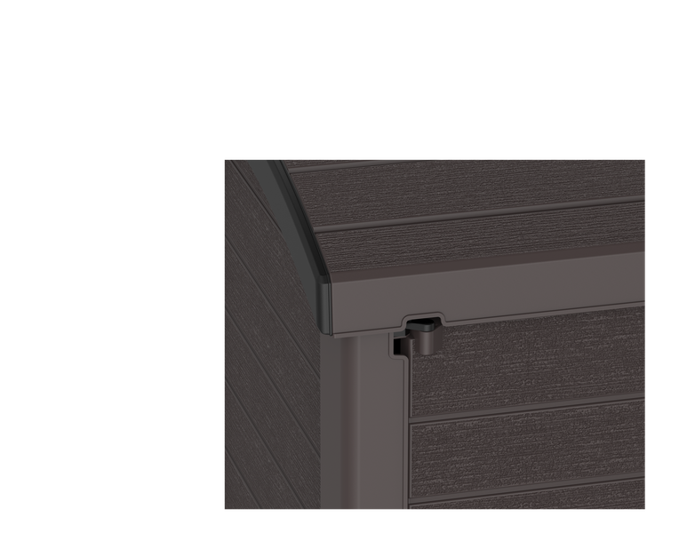 Gartenschuppen mit gewölbtem Deckel | 1200L | Abschließbarer, wetterfester Gartenschuppen aus Kunststoff | ideal zur sicheren Aufbewahrung von Mülltonnen, Gartenwerkzeug und Gartenzubehör | Braun