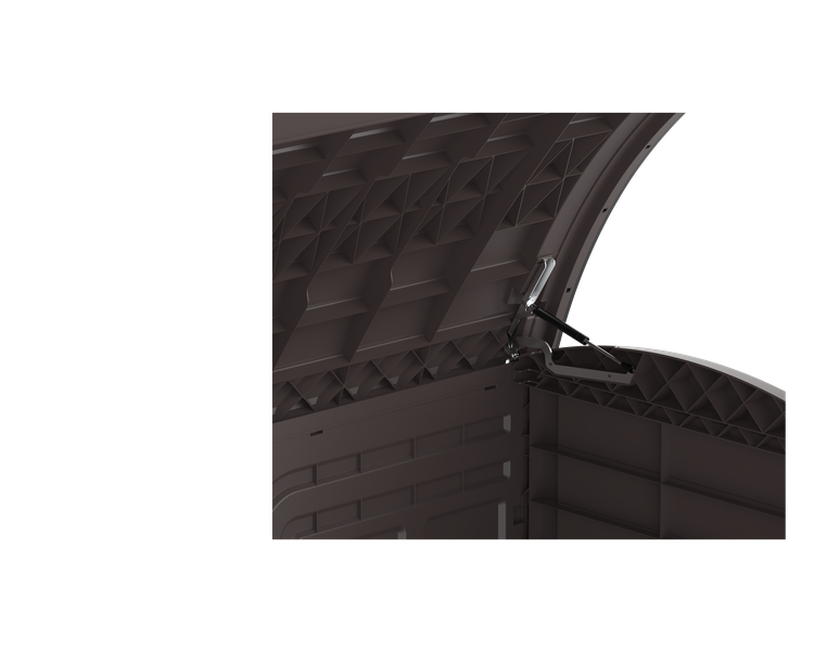 Gartenschuppen mit gewölbtem Deckel | 1200L | Abschließbarer, wetterfester Gartenschuppen aus Kunststoff | ideal zur sicheren Aufbewahrung von Mülltonnen, Gartenwerkzeug und Gartenzubehör | Braun