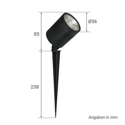 Gartenstrahler Erdspießleuchte 10W 3000K IP67 230V 1.8m Kabel mit Stecker