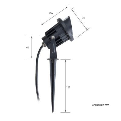 Gartenstrahler Erdspießleuchte 7W 2700K IP65 230V 1m Kabel