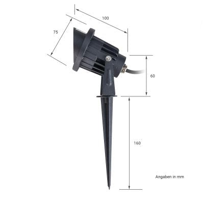 Gartenstrahler Erdspießleuchte 7W 4000K IP65 230V 1m Kabel