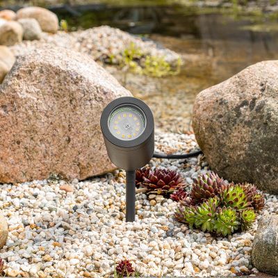 Gartenstrahler mit Erdspieß rund schwarz für GU10 Leuchtmittel
