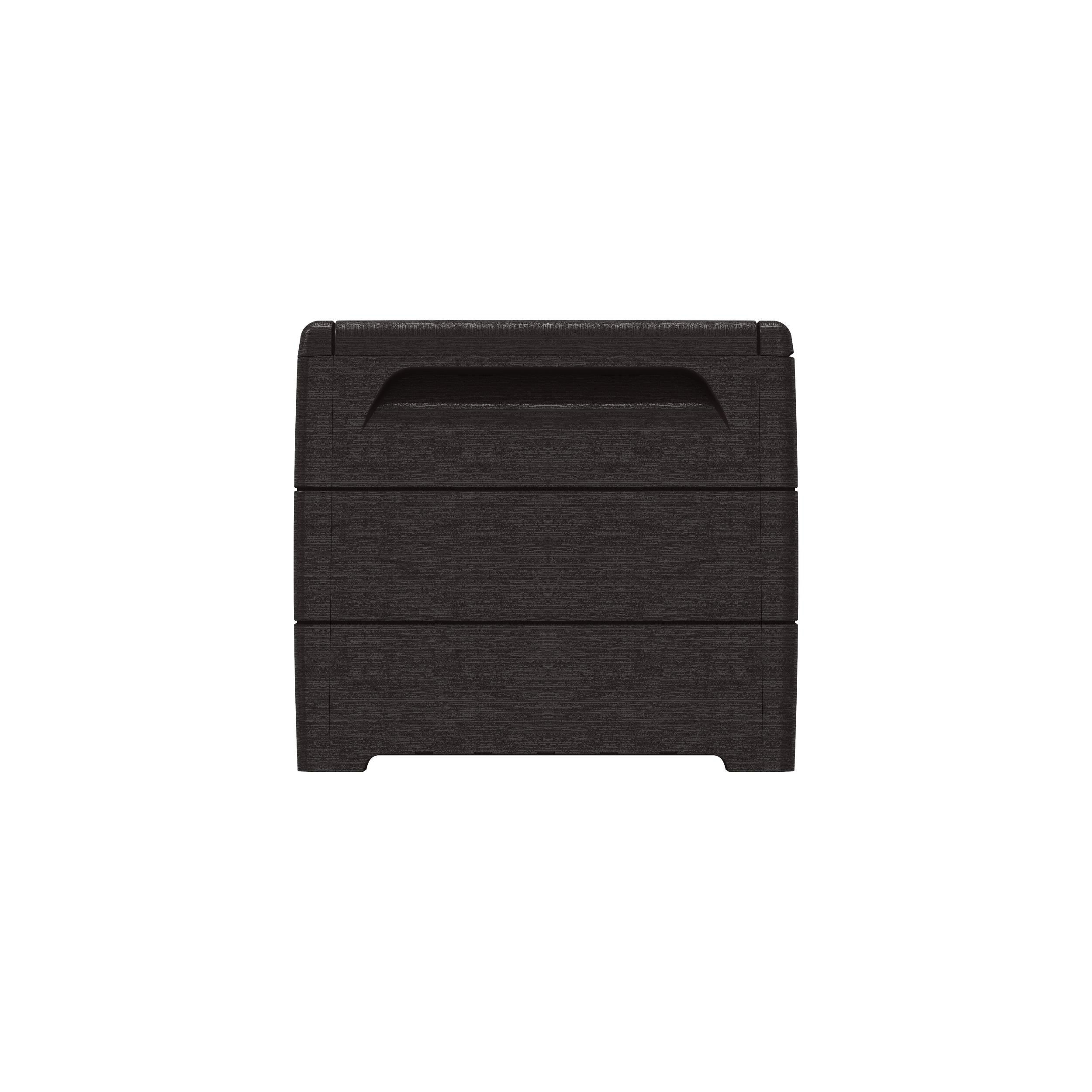 Auflagenbox Garten 416L – wasserdichte Kissenbox mit abschließbarem Deckel & Rollen – Gartenbox in Holzoptik für Kissen, Geräte & Zubehör | Dunkelbraun