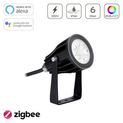 MiBOXER 6W 230V RGB+CCT LED Gartenstrahler Zigbee 3.0 Gartenleuchte mit Erdspieß FUTC04ZR