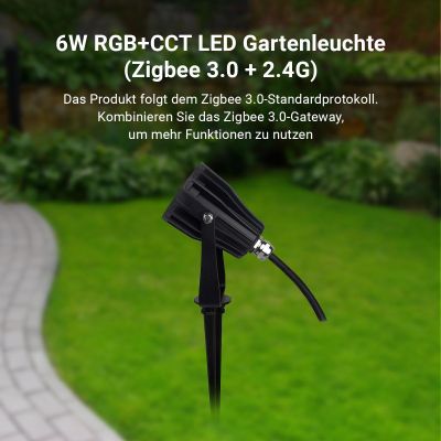 MiBOXER 6W 230V RGB+CCT LED Gartenstrahler Zigbee 3.0 Gartenleuchte mit Erdspieß FUTC04ZR