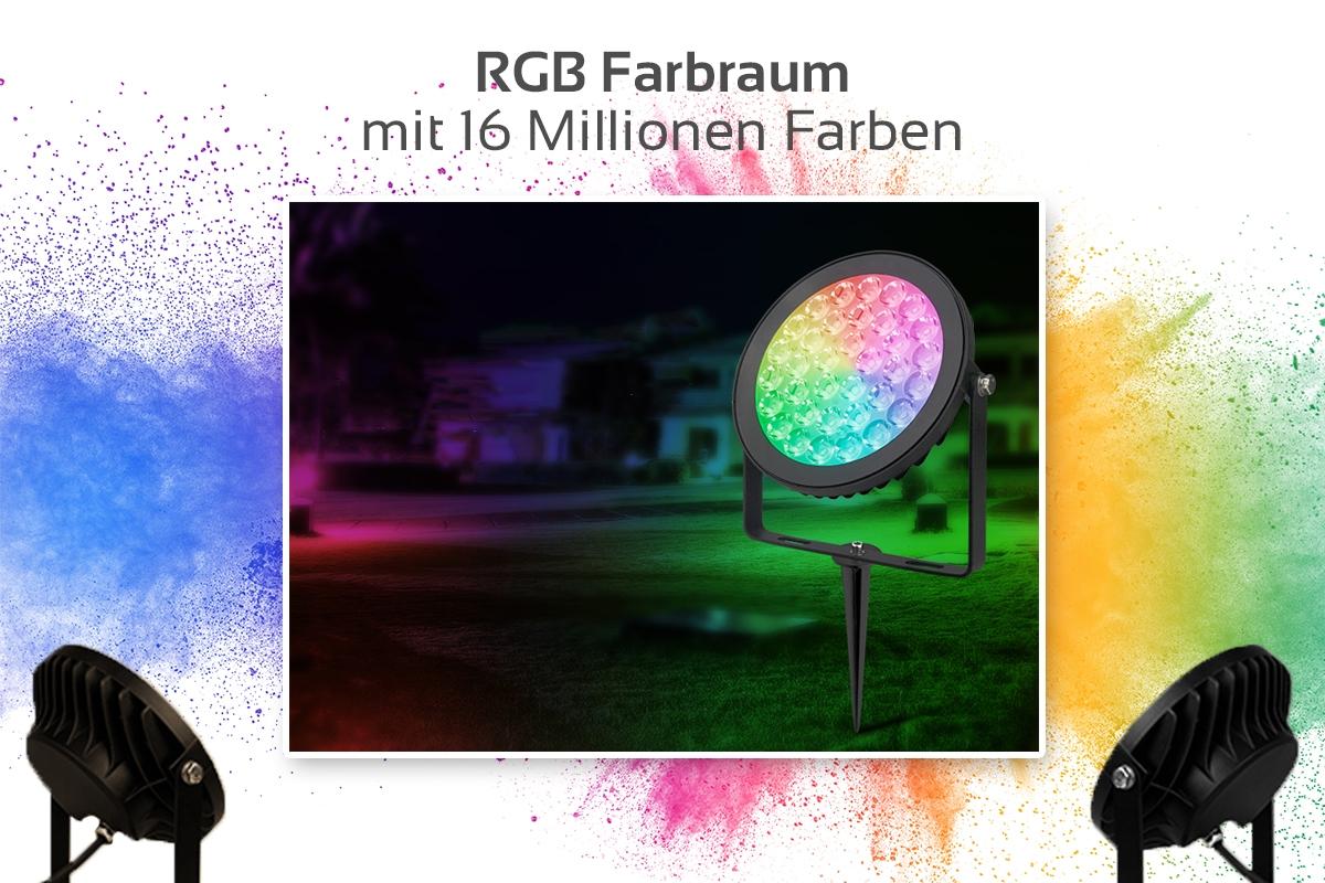 MiBoxer 15W RGB+CCT LED Gartenstrahler WiFi Gartenleuchte mit Erdspieß FUTC03