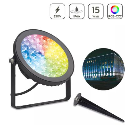 MiBoxer 15W RGB+CCT LED Gartenstrahler WiFi Gartenleuchte mit Erdspieß FUTC03